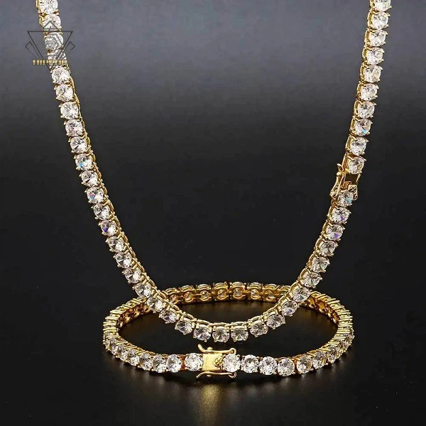 CZ gold tennis chains